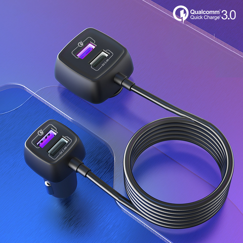 Fast Charging Car Charger Rear Seat 4 USB QC 3.0 For iPhone Samsung iPad Tablet