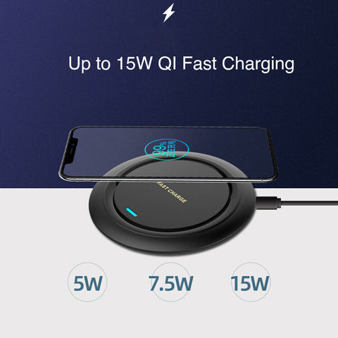 Qi Wireless Charger Fast Charging Pad For iPhone 13 12 11 Max Pro Samsung 15W