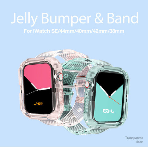 For Watch iWatch Band Clear Strap Shockproof Bumper Case 45 44 42 41 40 38mm SE