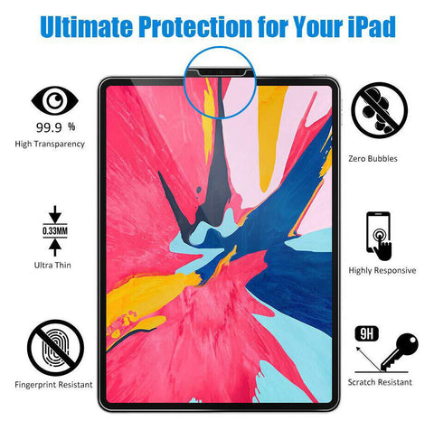 For iPad 10.2 Air 10.9 Pro 11/12.9 Tempered Glass Screen Protector