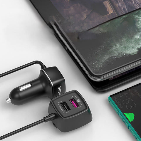 Fast Charging Car Charger Rear Seat 4 USB QC 3.0 For iPhone Samsung iPad Tablet