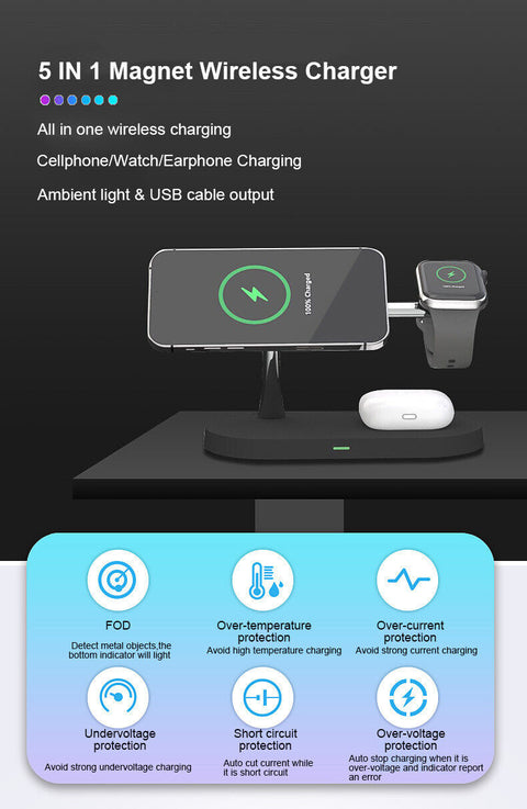 Wireless Charger Fast Charging Dock Stand For iPhone Samsung iWatch S21 Pro 15W