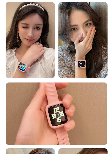 Sport Silicone Strap Band For iWatch Watch Series 7 6 5 4 3 2 SE 38 40 41 42 44 45mm