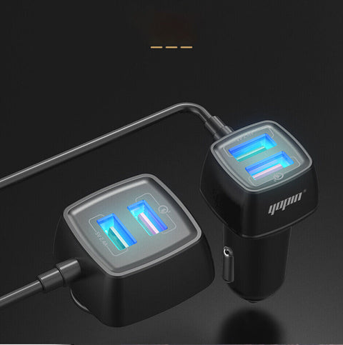Fast Charging Car Charger Rear Seat 4 USB QC 3.0 For iPhone Samsung iPad Tablet