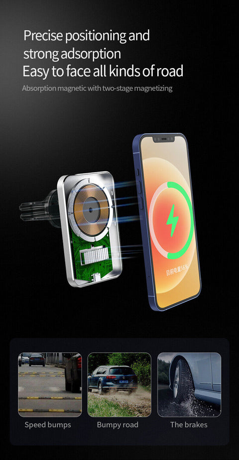 Magnetic Wireless Car Charger Holder Vent Mount For iPhone 13 12 Pro Max 15W
