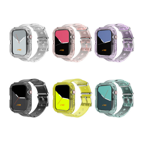 For Watch iWatch Band Clear Strap Shockproof Bumper Case 45 44 42 41 40 38mm SE
