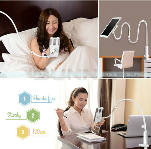 Tablet Phone Holder For Bed Desk 360° Long Arm 100cm Stand iPad Air iPhone Phone