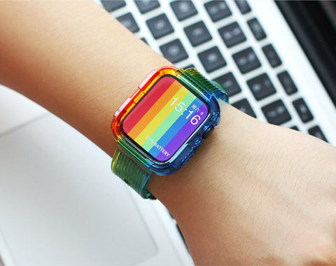 For Watch iWatch Band Clear Strap Shockproof Bumper Case 45 44 42 41 40 38mm SE