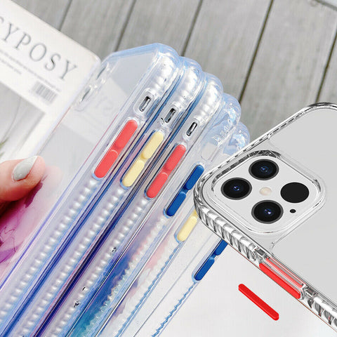 For iPhone 12 mini 11 Pro Max XS SE Clear Case Glitter Bling Marble Bumper Cover