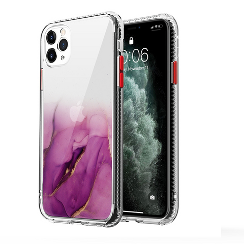 For iPhone 12 mini 11 Pro Max XS SE Clear Case Glitter Bling Marble Bumper Cover