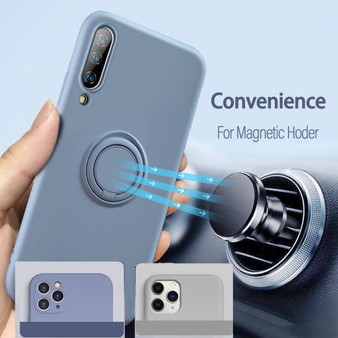 For iPhone 11 Pro Max SE X XR Ring Shockproof Silicone Case Heavy Duty Bumper