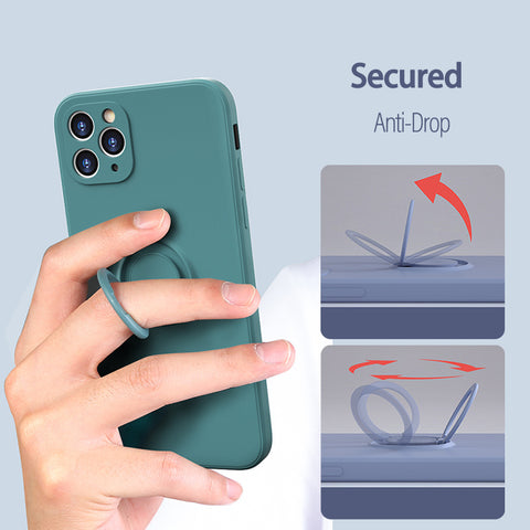 For iPhone 11 Pro Max SE X XR Ring Shockproof Silicone Case Heavy Duty Bumper