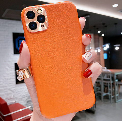 For iPhone 11 PRO MAX Case PC Cover(Not Silicone) Leather Texture Slim Light